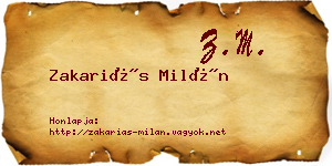 Zakariás Milán névjegykártya